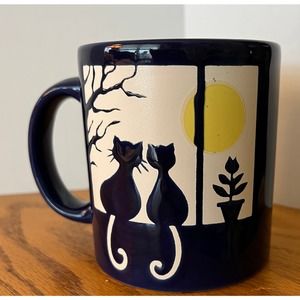 VTG Waechtersbach Cats in Window Moon Cobalt Blue Coffee Mug